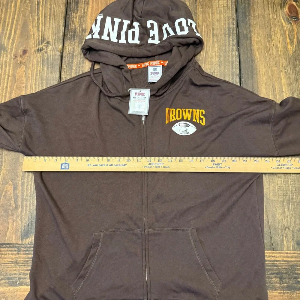 PINK Victoria's Secret NFL Cleveland Browns Zip Hoodie Womens S Brown Football‎ - Picture 8 of 10
